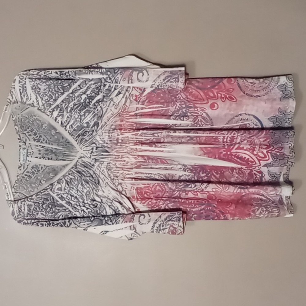 Unity World Wear Pink and Gray Patterned Blouse Size XL